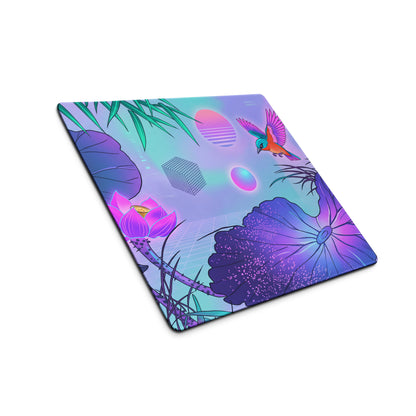 Vaporwave Neon Lotus Mouse Pad - Gaming Mouse Pad Blue Purple Pink Desktop Vaporwave Dreamy Mood Neon Decor Digital
