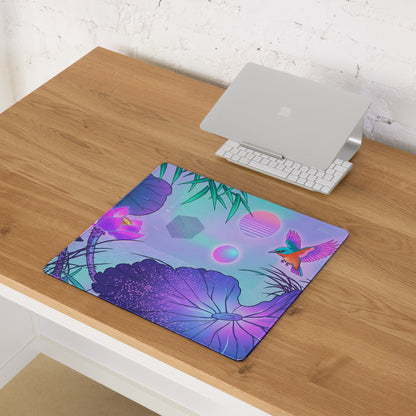 Vaporwave Neon Lotus Mouse Pad - Gaming Mouse Pad Blue Purple Pink Desktop Vaporwave Dreamy Mood Neon Decor Digital