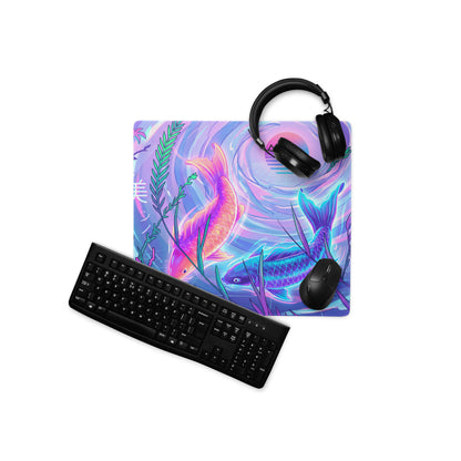 Vaporwave Neon Ocean Gaming Pad - Gaming Mouse Pad Pink Purple Blue Neon Vaporwave Desktop Dreamy Mood Aesthetic Digital