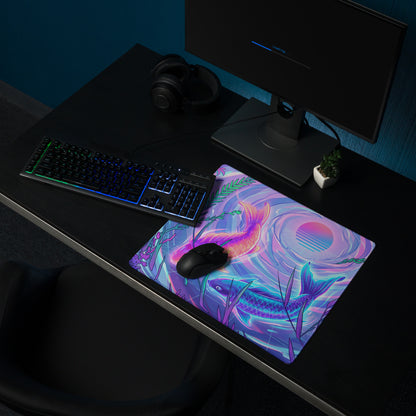 Vaporwave Neon Ocean Gaming Pad - Gaming Mouse Pad Pink Purple Blue Neon Vaporwave Desktop Dreamy Mood Aesthetic Digital