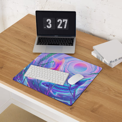 Vaporwave Neon Ocean Gaming Pad - Gaming Mouse Pad Pink Purple Blue Neon Vaporwave Desktop Dreamy Mood Aesthetic Digital