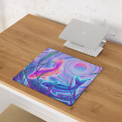 Vaporwave Neon Ocean Gaming Pad - Gaming Mouse Pad Pink Purple Blue Neon Vaporwave Desktop Dreamy Mood Aesthetic Digital