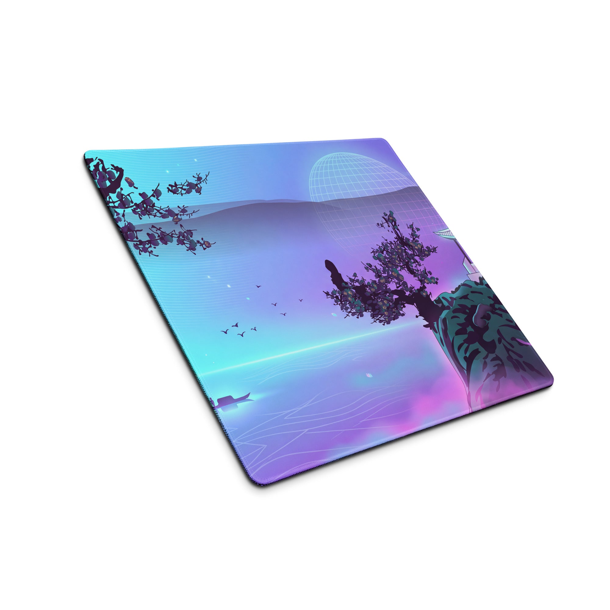 Vaporwave Lake Scene Mouse Pad - Mouse Pad Blue Purple Gaming Vaporwave → Dreamy Nostalgia Retro Futurism Digital Art