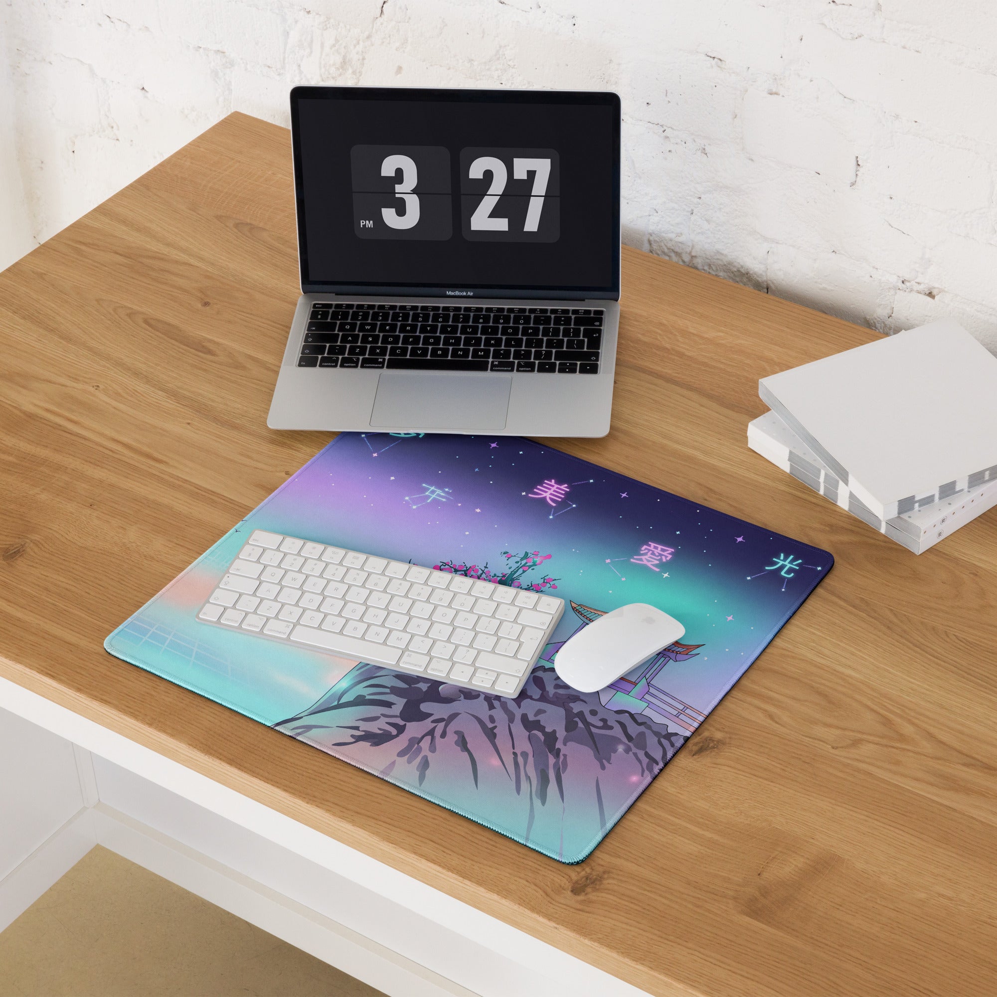 Vaporwave Neon Mood Mouse Pad - Mouse Pad Neon Pink Teal Vaporwave Setup Dreamy Retro Futuristic Neon City Digital