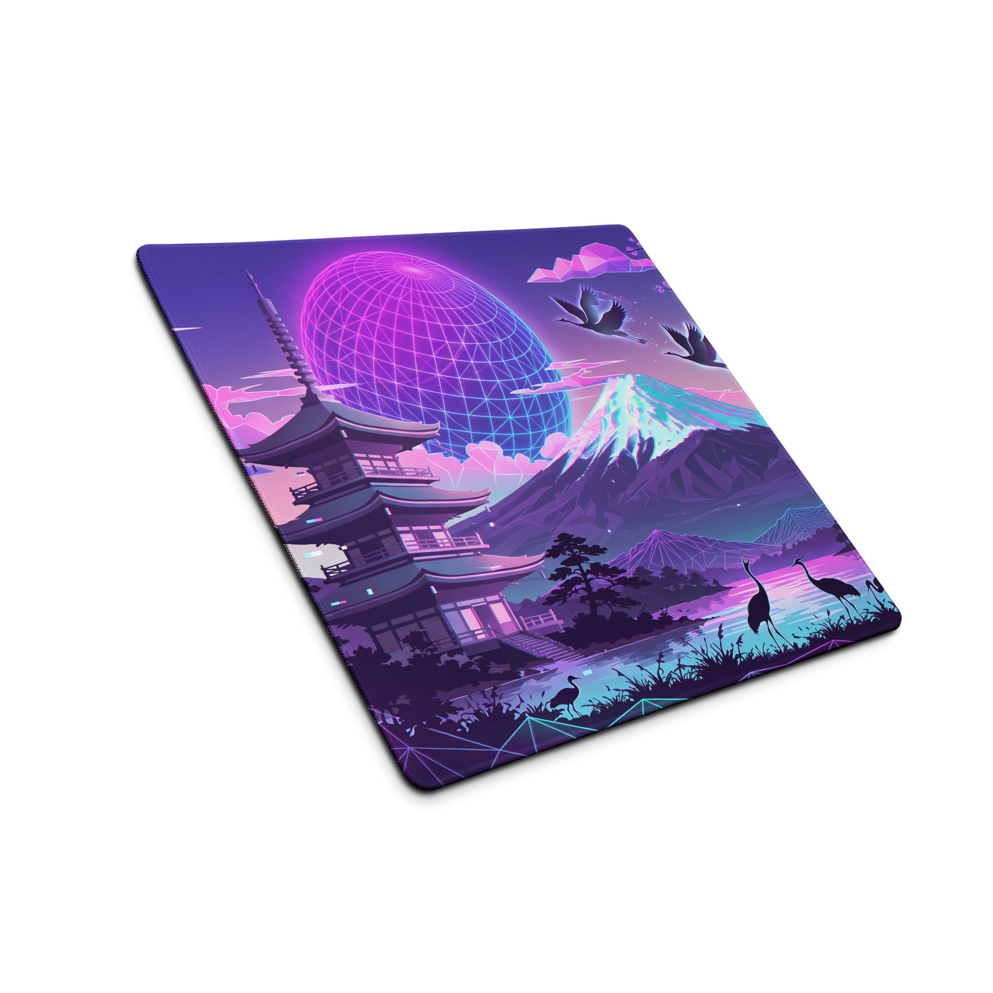 Neon Vaporwave Desk Pad - Vaporwave Mouse Pad Neon Pink Blue Desk Setup Retro Futurism Dream Mood Digital Art