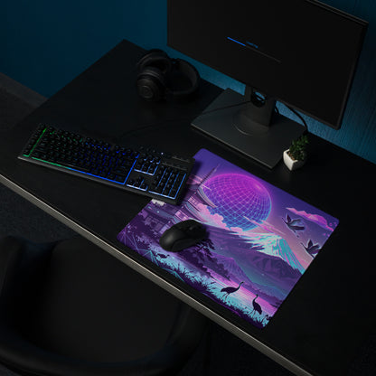 Neon Vaporwave Desk Pad - Vaporwave Mouse Pad Neon Pink Blue Desk Setup Retro Futurism Dream Mood Digital Art