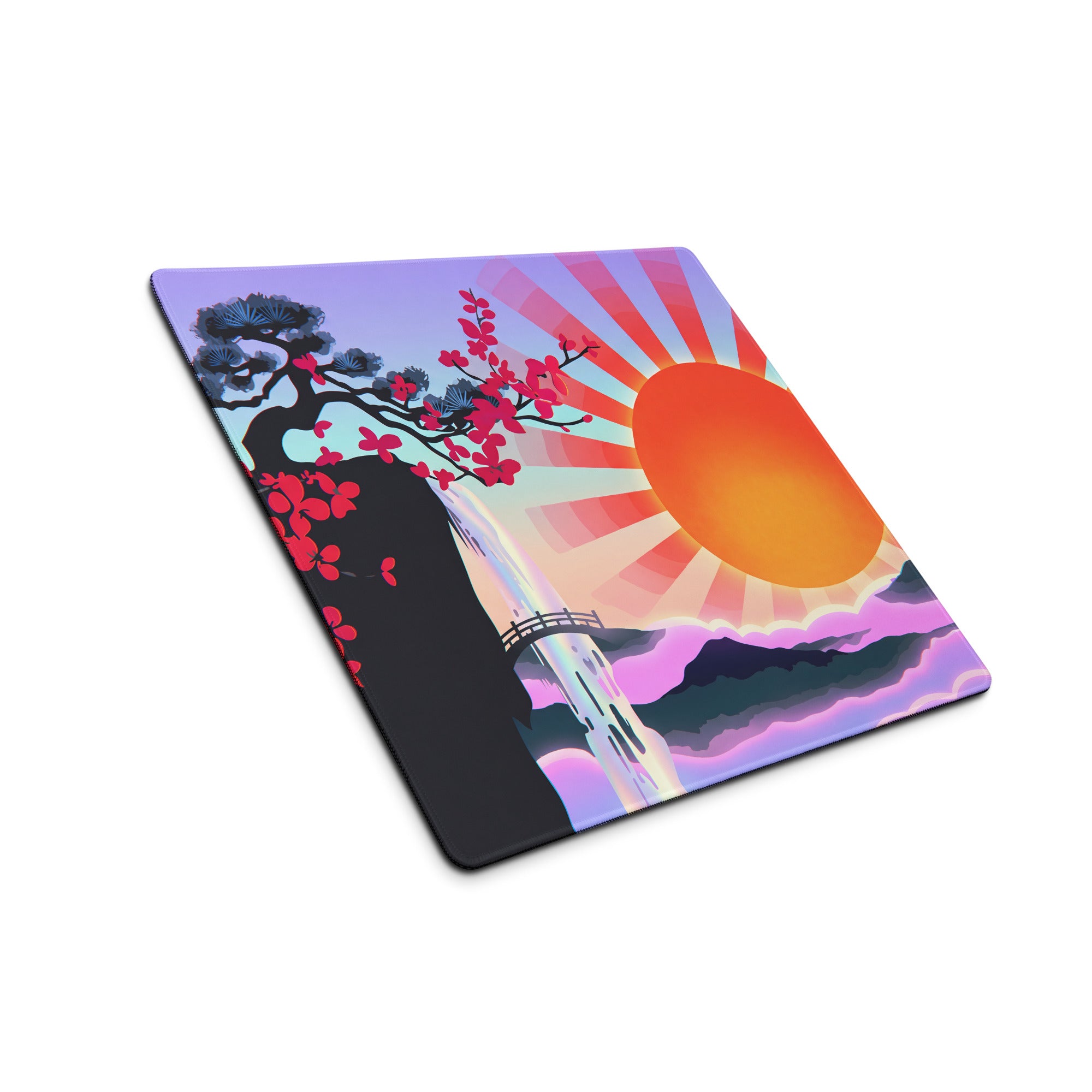 Vaporwave Sunset Mouse Pad - Sunset Orange Purple Gradient For Gaming Setup Vaporwave Aesthetic Dreamy Mood Digital Art