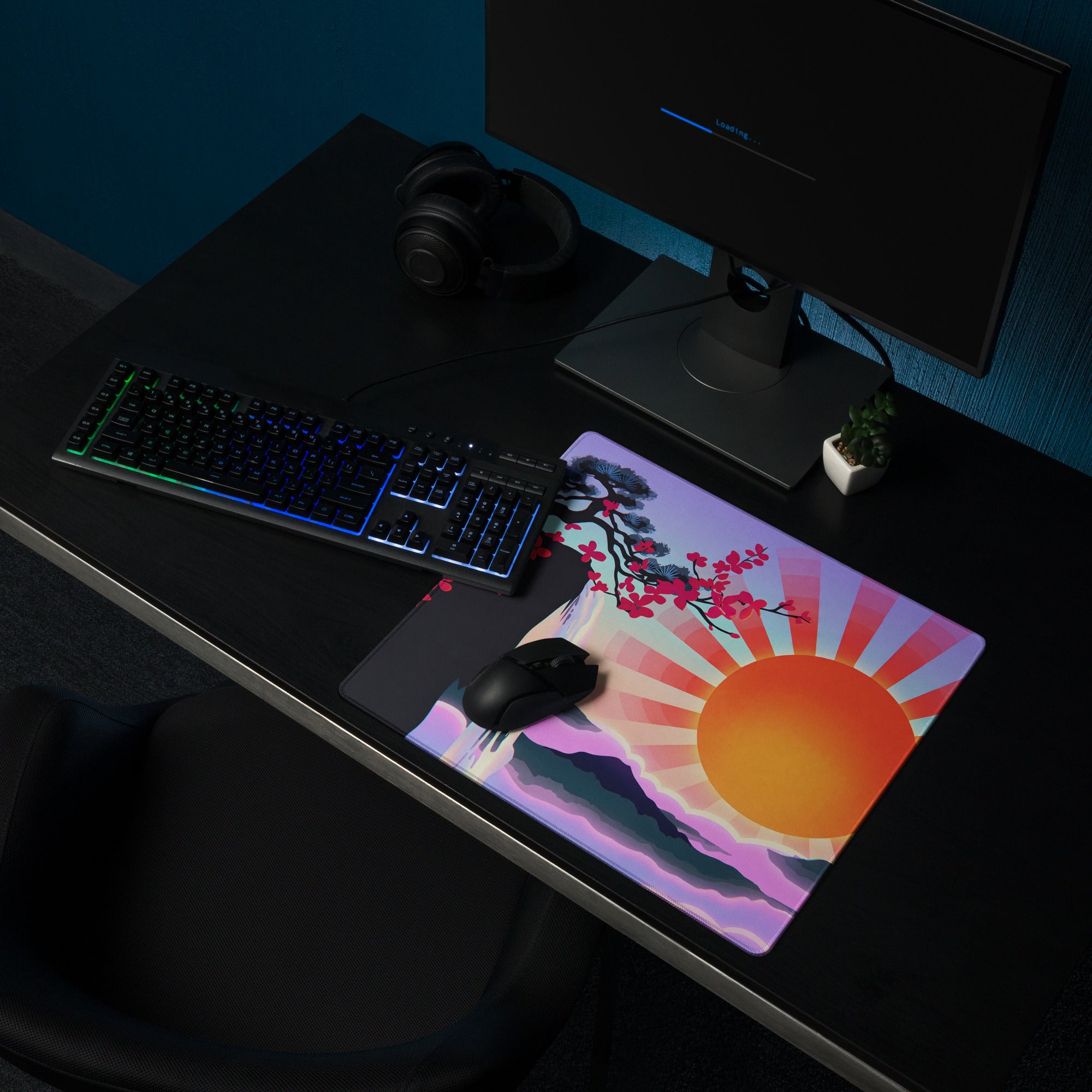 Vaporwave Sunset Mouse Pad - Sunset Orange Purple Gradient For Gaming Setup Vaporwave Aesthetic Dreamy Mood Digital Art