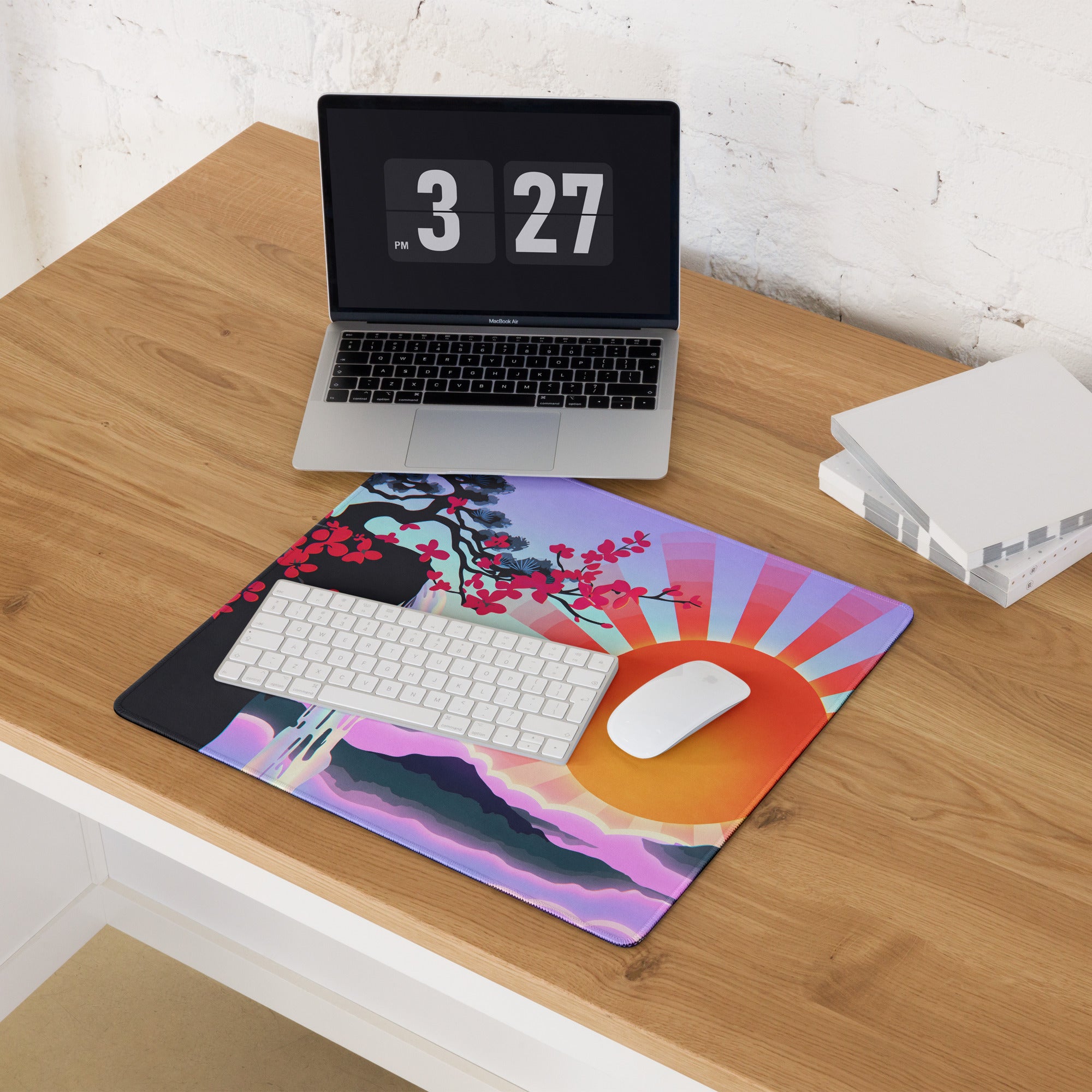 Vaporwave Sunset Mouse Pad - Sunset Orange Purple Gradient For Gaming Setup Vaporwave Aesthetic Dreamy Mood Digital Art