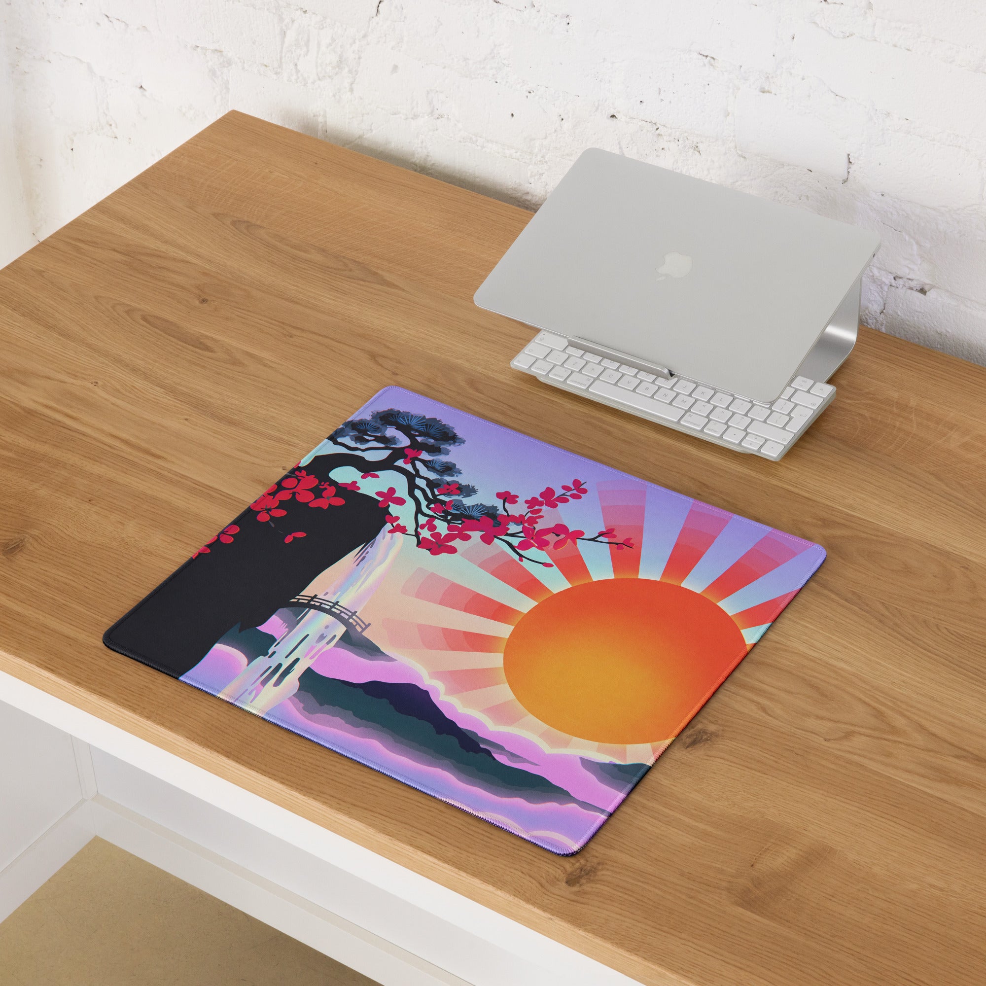 Vaporwave Sunset Mouse Pad - Sunset Orange Purple Gradient For Gaming Setup Vaporwave Aesthetic Dreamy Mood Digital Art