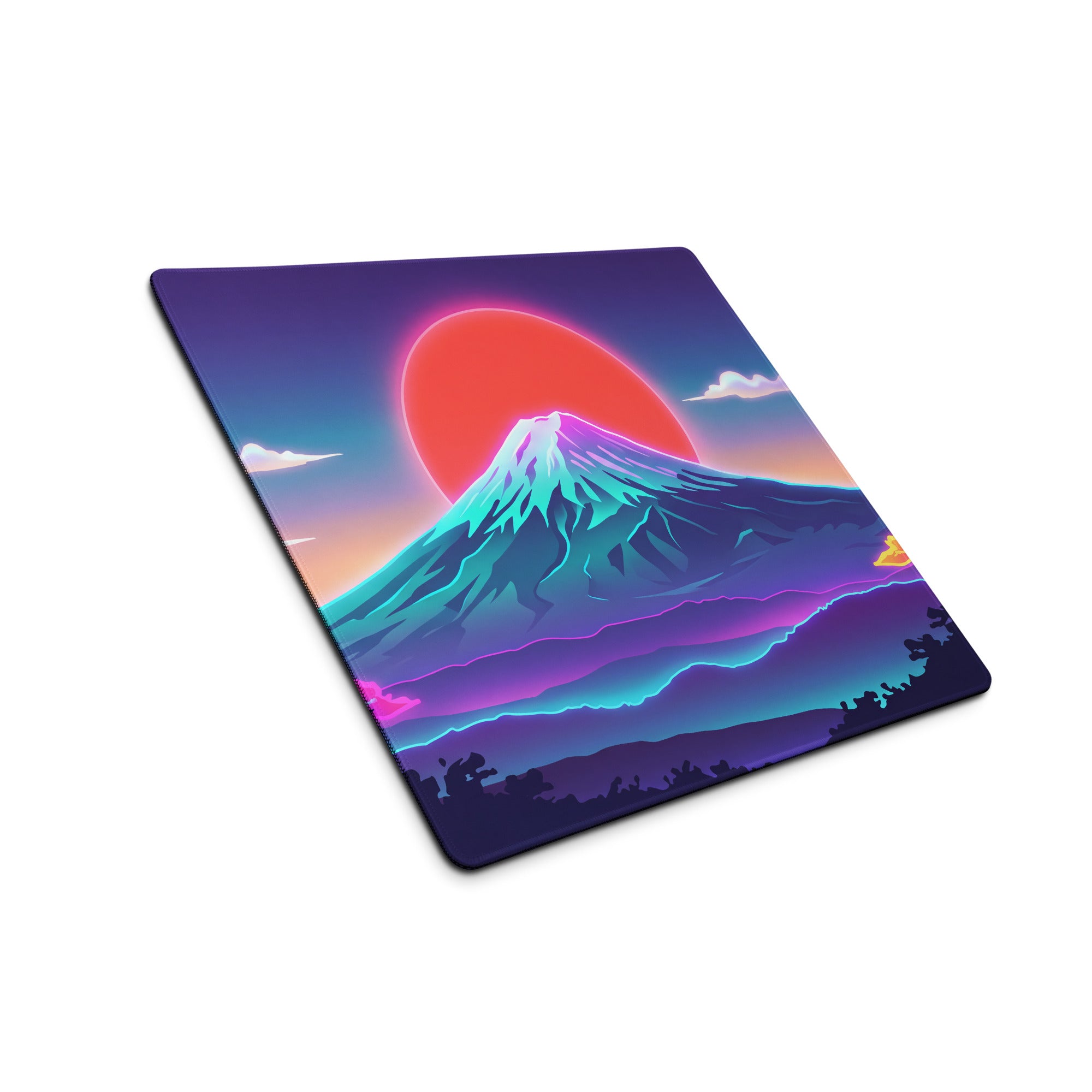 Vaporwave Neon Mountain Mouse Pad - Mouse Pad Neon Pink Purple Gradient Gaming Desk Vaporwave Mood Neon Retro Futurism Decor Digital Art