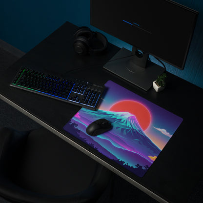 Vaporwave Neon Mountain Mouse Pad - Mouse Pad Neon Pink Purple Gradient Gaming Desk Vaporwave Mood Neon Retro Futurism Decor Digital Art