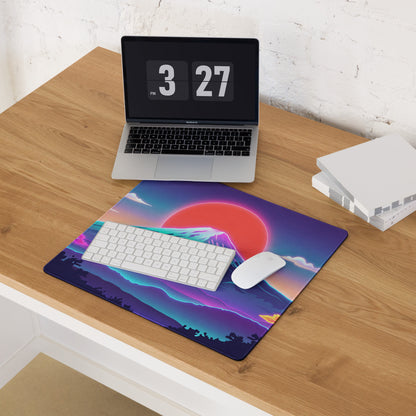 Vaporwave Neon Mountain Mouse Pad - Mouse Pad Neon Pink Purple Gradient Gaming Desk Vaporwave Mood Neon Retro Futurism Decor Digital Art