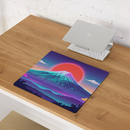 Vaporwave Neon Mountain Mouse Pad - Mouse Pad Neon Pink Purple Gradient Gaming Desk Vaporwave Mood Neon Retro Futurism Decor Digital Art