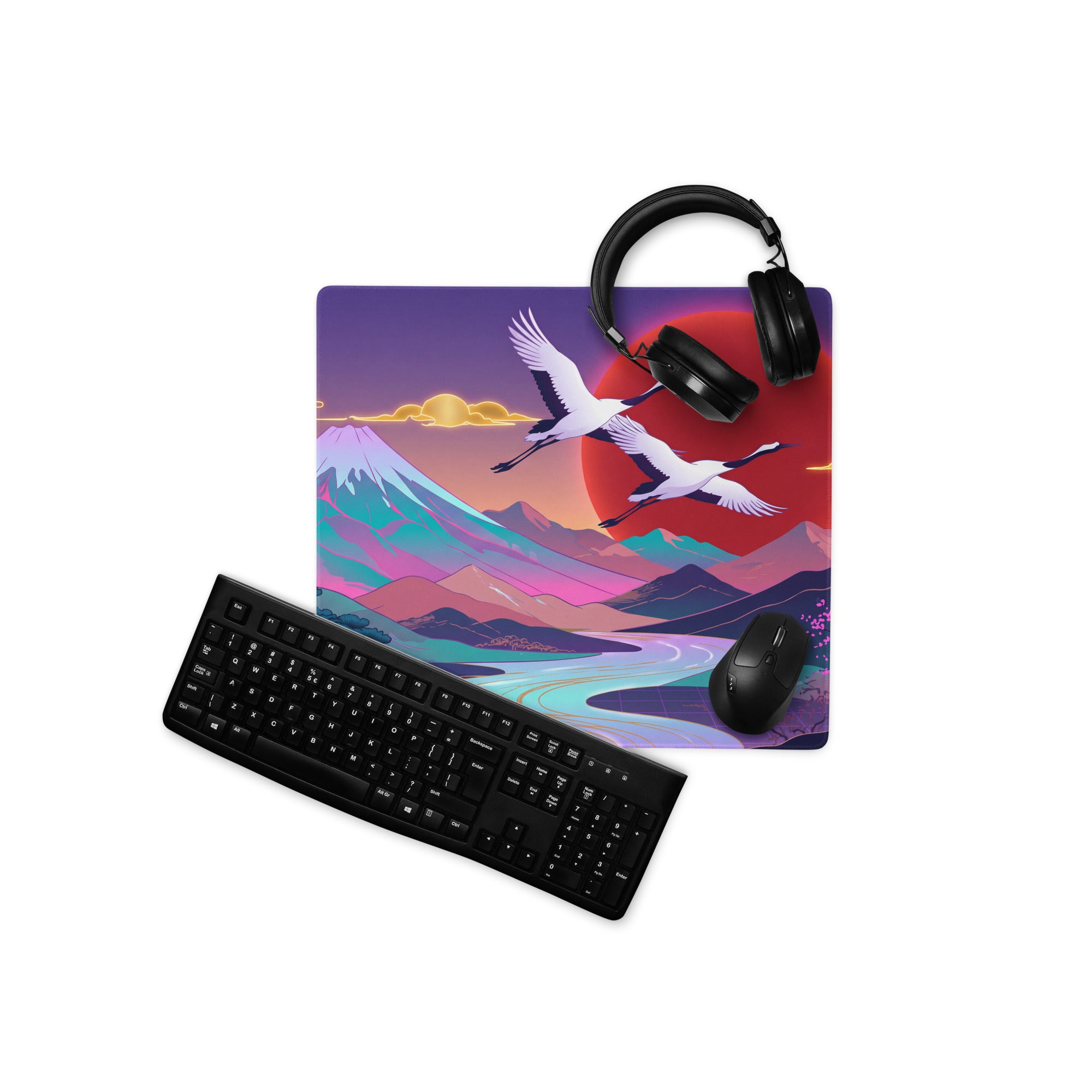 Vaporwave Sunset Neon Mouse Pad - Mouse Pad Purple Pink Desk Gaming Vaporwave Dreamy Retro Neon Decor Digital Art