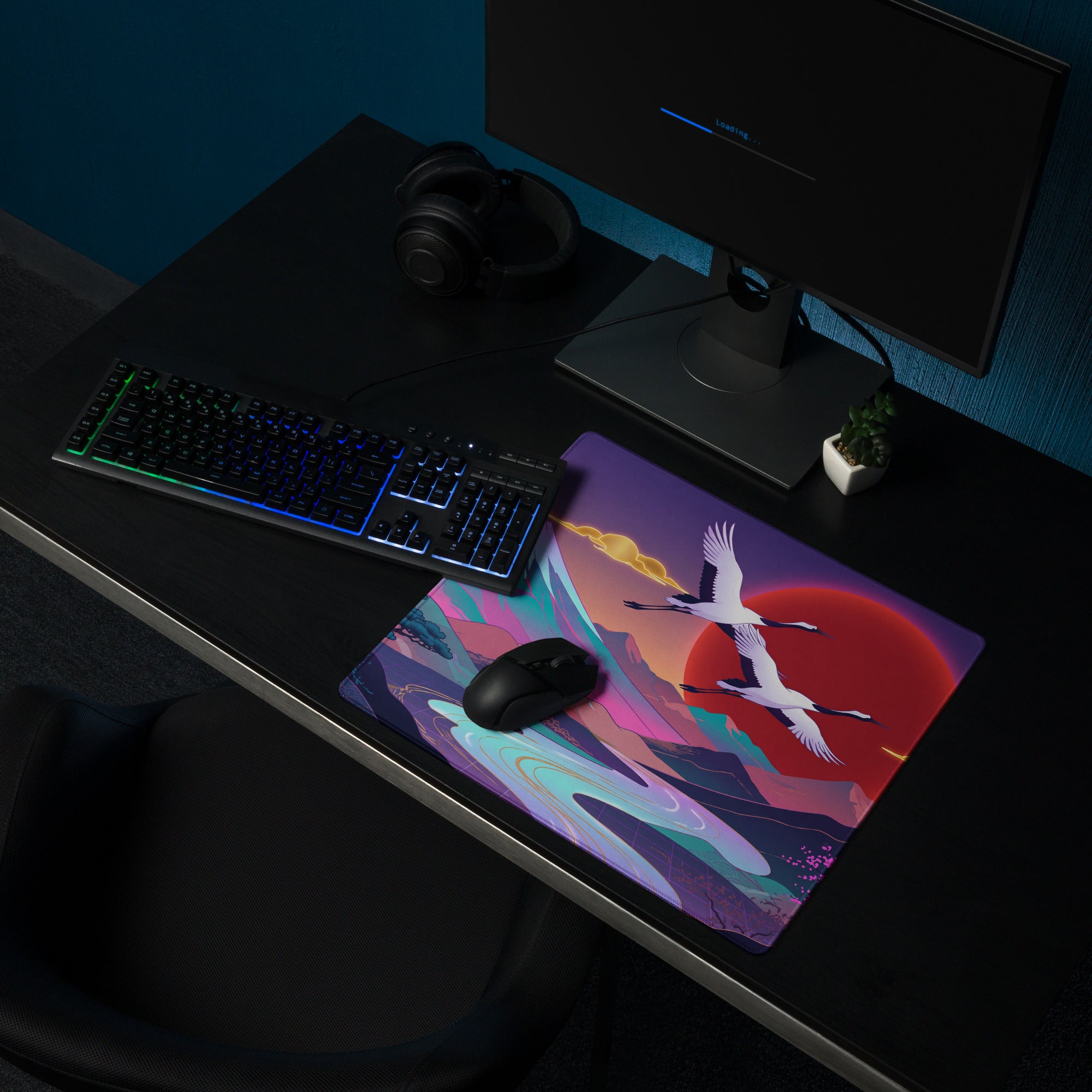 Vaporwave Sunset Neon Mouse Pad - Mouse Pad Purple Pink Desk Gaming Vaporwave Dreamy Retro Neon Decor Digital Art