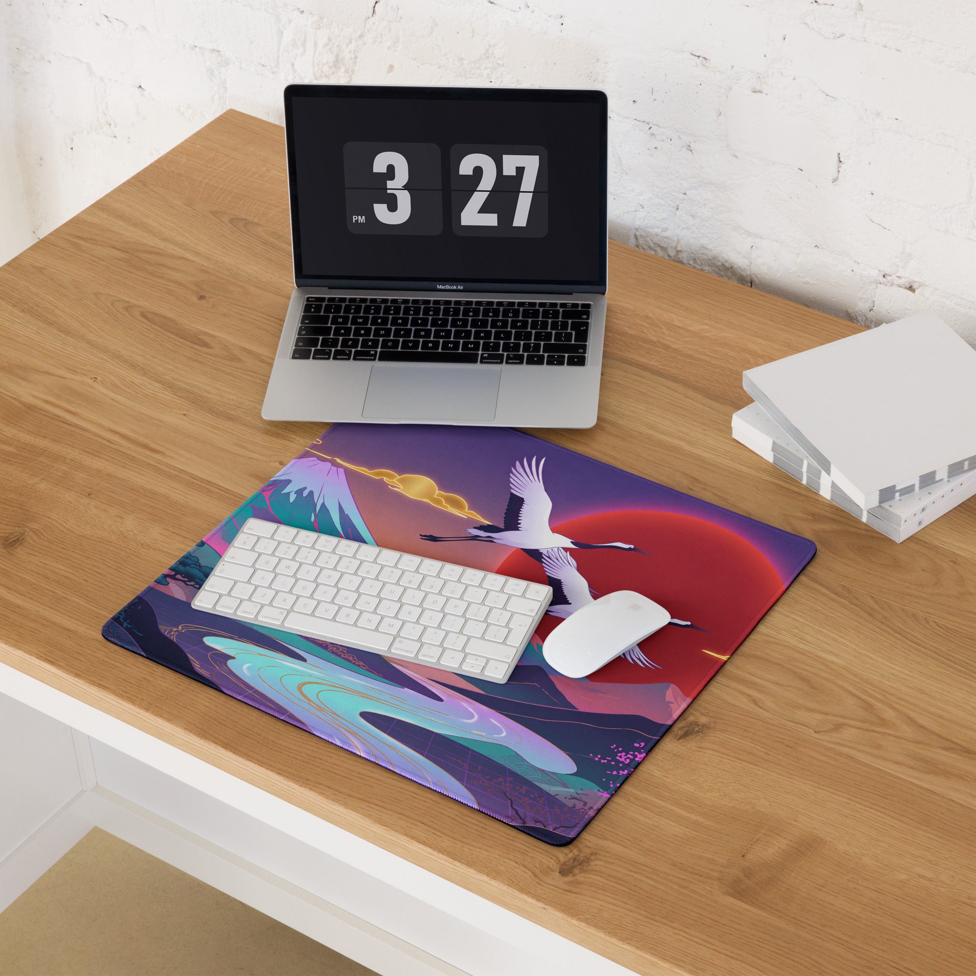 Vaporwave Sunset Neon Mouse Pad - Mouse Pad Purple Pink Desk Gaming Vaporwave Dreamy Retro Neon Decor Digital Art