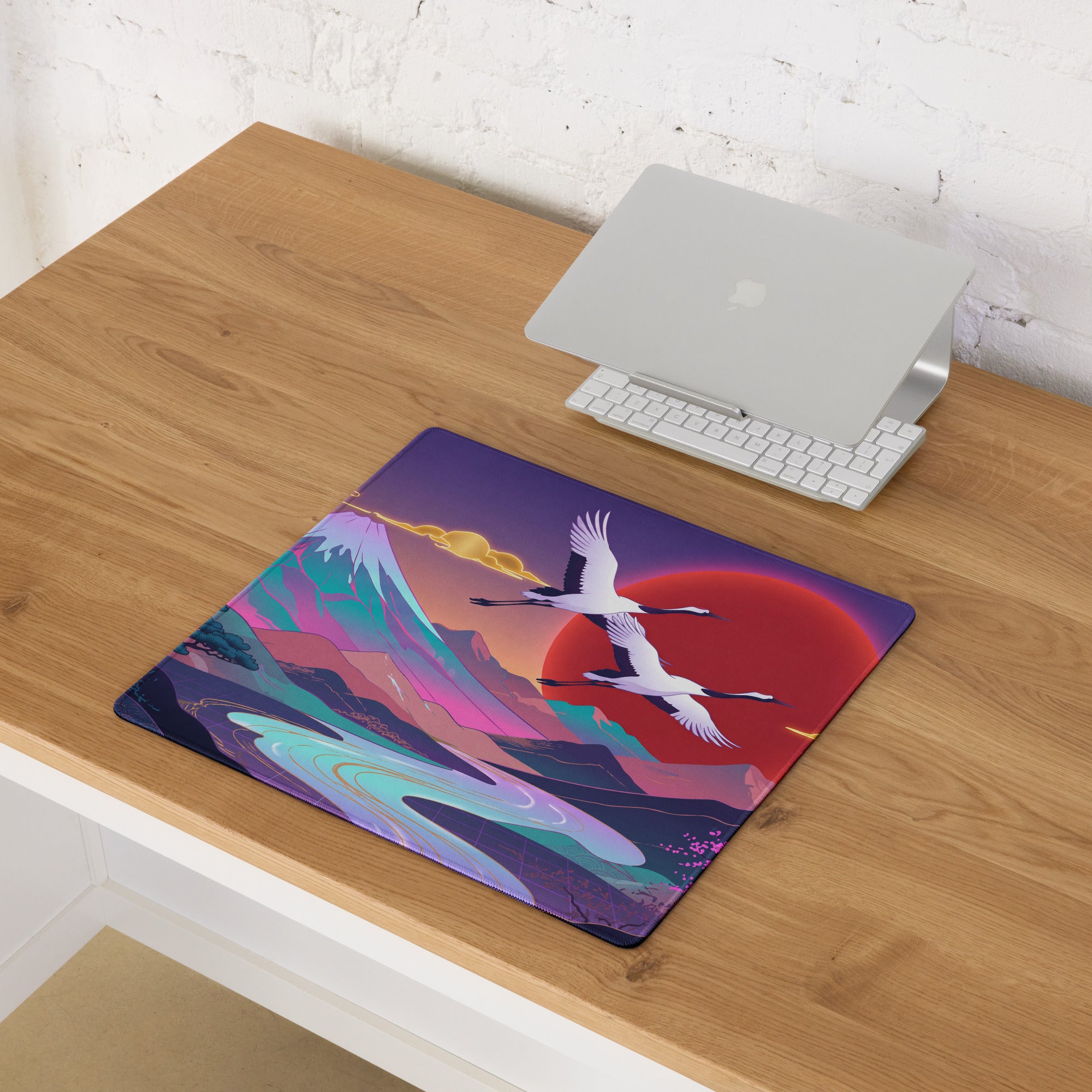Vaporwave Sunset Neon Mouse Pad - Mouse Pad Purple Pink Desk Gaming Vaporwave Dreamy Retro Neon Decor Digital Art