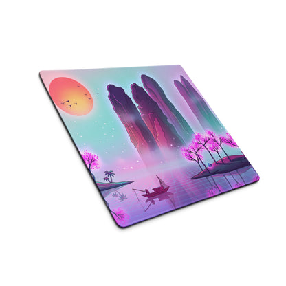 Vaporwave Neon Mirage Mouse Pad - Mouse Pad Neon Pink Purple Desk Futurism Dreamy Mood Vaporwave Aesthetic Digital Art
