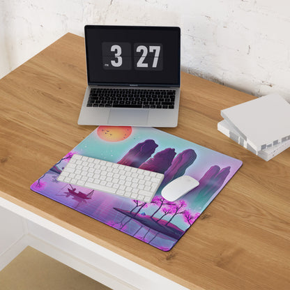 Vaporwave Neon Mirage Mouse Pad - Mouse Pad Neon Pink Purple Desk Futurism Dreamy Mood Vaporwave Aesthetic Digital Art
