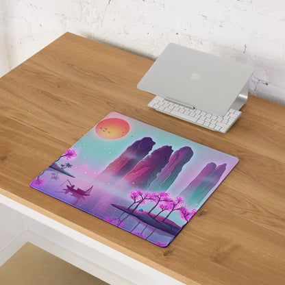 Vaporwave Neon Mirage Mouse Pad - Mouse Pad Neon Pink Purple Desk Futurism Dreamy Mood Vaporwave Aesthetic Digital Art