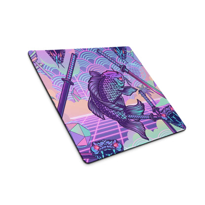 Vaporwave Neon Dragon Desk Pad - Dragon Purple Pink Teal Gaming Desk Vaporwave Surreal Retro Pastel Digital
