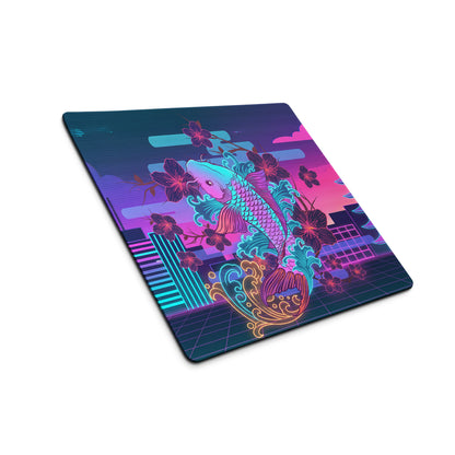 Vaporwave Neon Koi Mouse Pad - Mouse Pad Neon Purple Pink Blue Desk Vaporwave Dreamy Neon Decor Koi City Digital Art