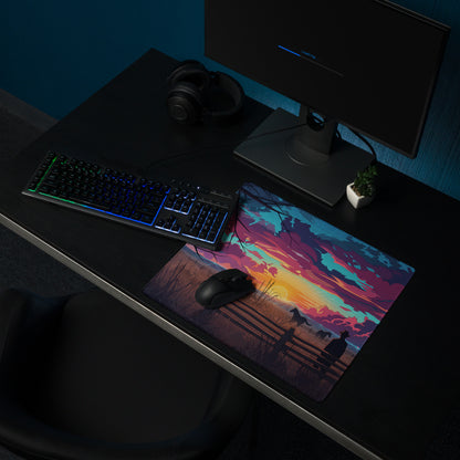 Vaporwave Sunset Horse Desk Mat - Sunset Horse Blue Purple Pink Desk Vaporwave Dreamy Neon Mood, Retro Decor, Mouse Pad