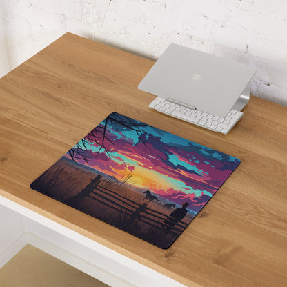 Vaporwave Sunset Horse Desk Mat - Sunset Horse Blue Purple Pink Desk Vaporwave Dreamy Neon Mood, Retro Decor, Mouse Pad