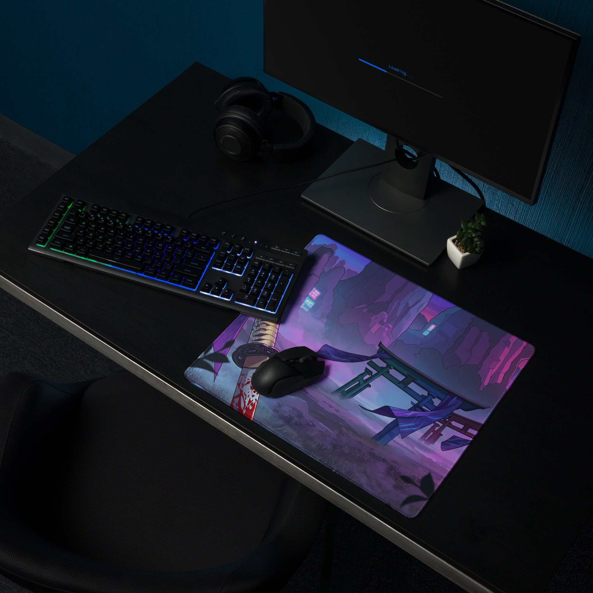 Vaporwave Neon City Mouse Pad - Mouse Pad Neon Pink Purple Blue Dreamy Neon Mood Cyberpunk Decor