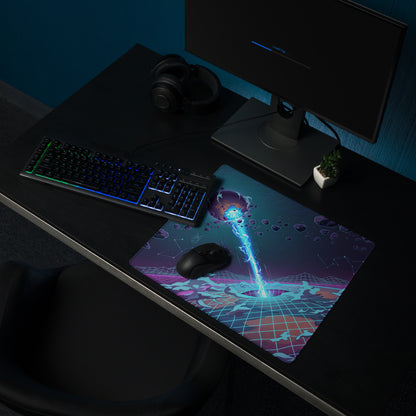 Vaporwave Neon Grid Mouse Pad - Mouse Pad Neon Blue Purple Vaporwave Desk Setup Dreamy Retro Futurism Gaming Digital Art