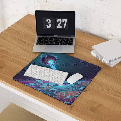 Vaporwave Neon Grid Mouse Pad - Mouse Pad Neon Blue Purple Vaporwave Desk Setup Dreamy Retro Futurism Gaming Digital Art