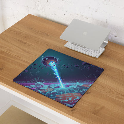 Vaporwave Neon Grid Mouse Pad - Mouse Pad Neon Blue Purple Vaporwave Desk Setup Dreamy Retro Futurism Gaming Digital Art