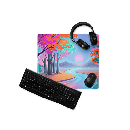 Vaporwave Dreamscape Desk Pad - Gaming Mouse Pad Neon Purple Pink Desk Vaporwave Dreamy Neon Nostalgic Vaporwave Art