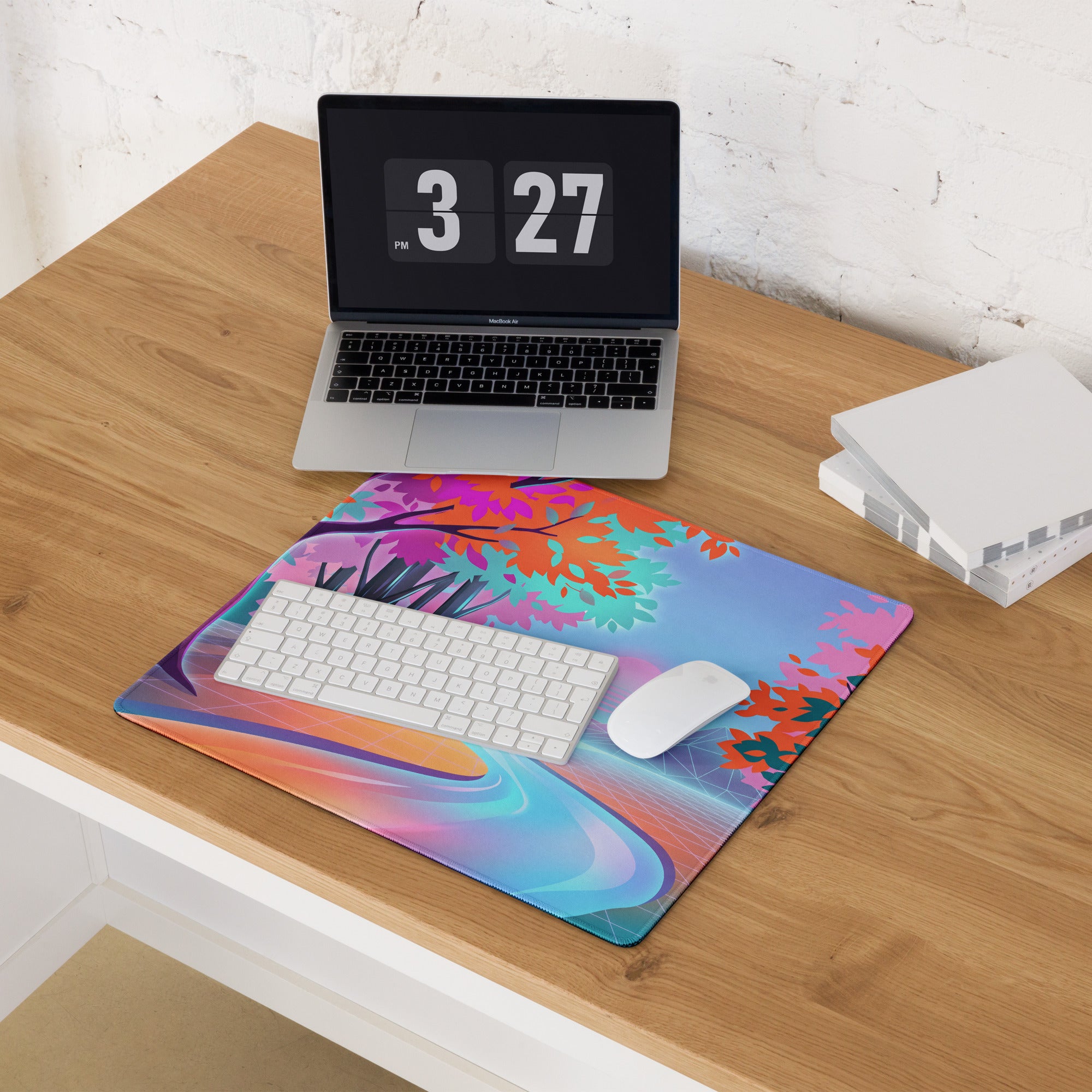 Vaporwave Dreamscape Desk Pad - Gaming Mouse Pad Neon Purple Pink Desk Vaporwave Dreamy Neon Nostalgic Vaporwave Art