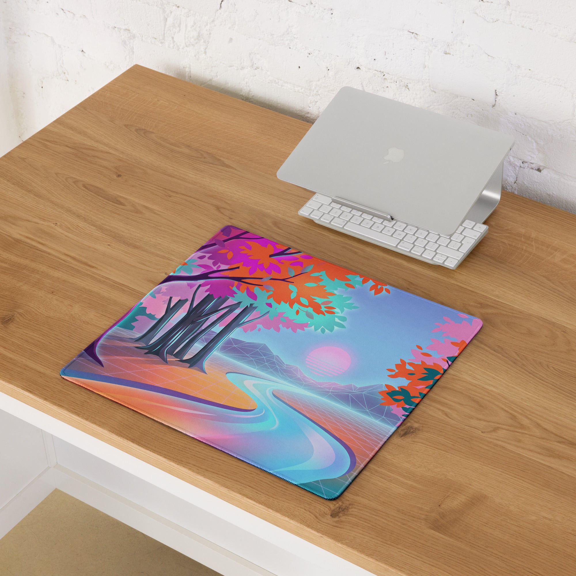 Vaporwave Dreamscape Desk Pad - Gaming Mouse Pad Neon Purple Pink Desk Vaporwave Dreamy Neon Nostalgic Vaporwave Art