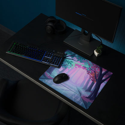 Neon Vaporwave Forest Mouse Pad - Mouse Pad Neon Purple Teal For Vaporwave Dreamy Mood Neon Decor Gaming Digital Art