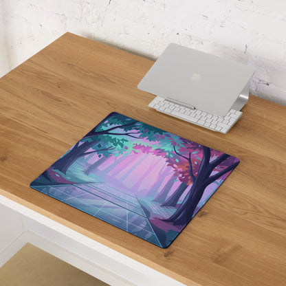 Neon Vaporwave Forest Mouse Pad - Mouse Pad Neon Purple Teal For Vaporwave Dreamy Mood Neon Decor Gaming Digital Art