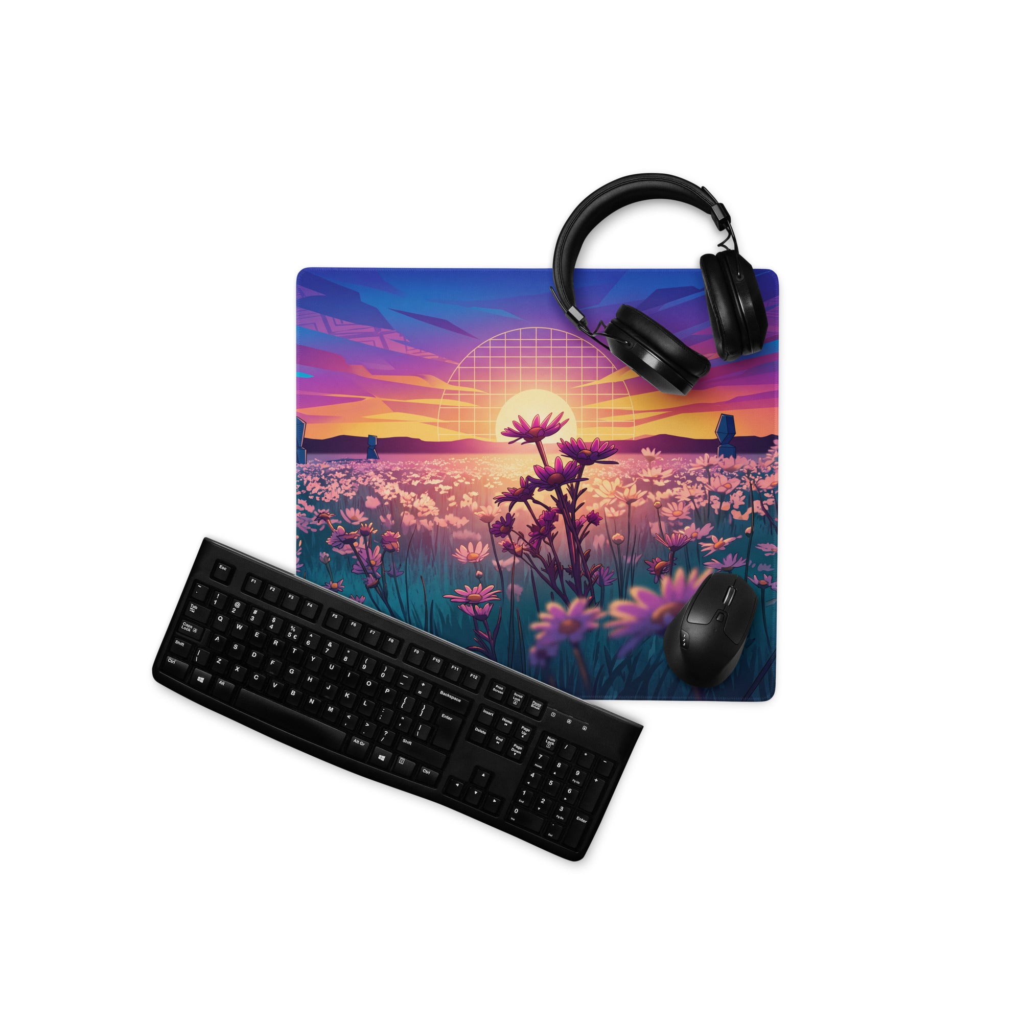 Vaporwave Sunset Mouse Pad - Mouse Pad Purple Pink Teal Gaming Setup Vaporwave Dreamy Neon Retro Desk Mat Digital Art