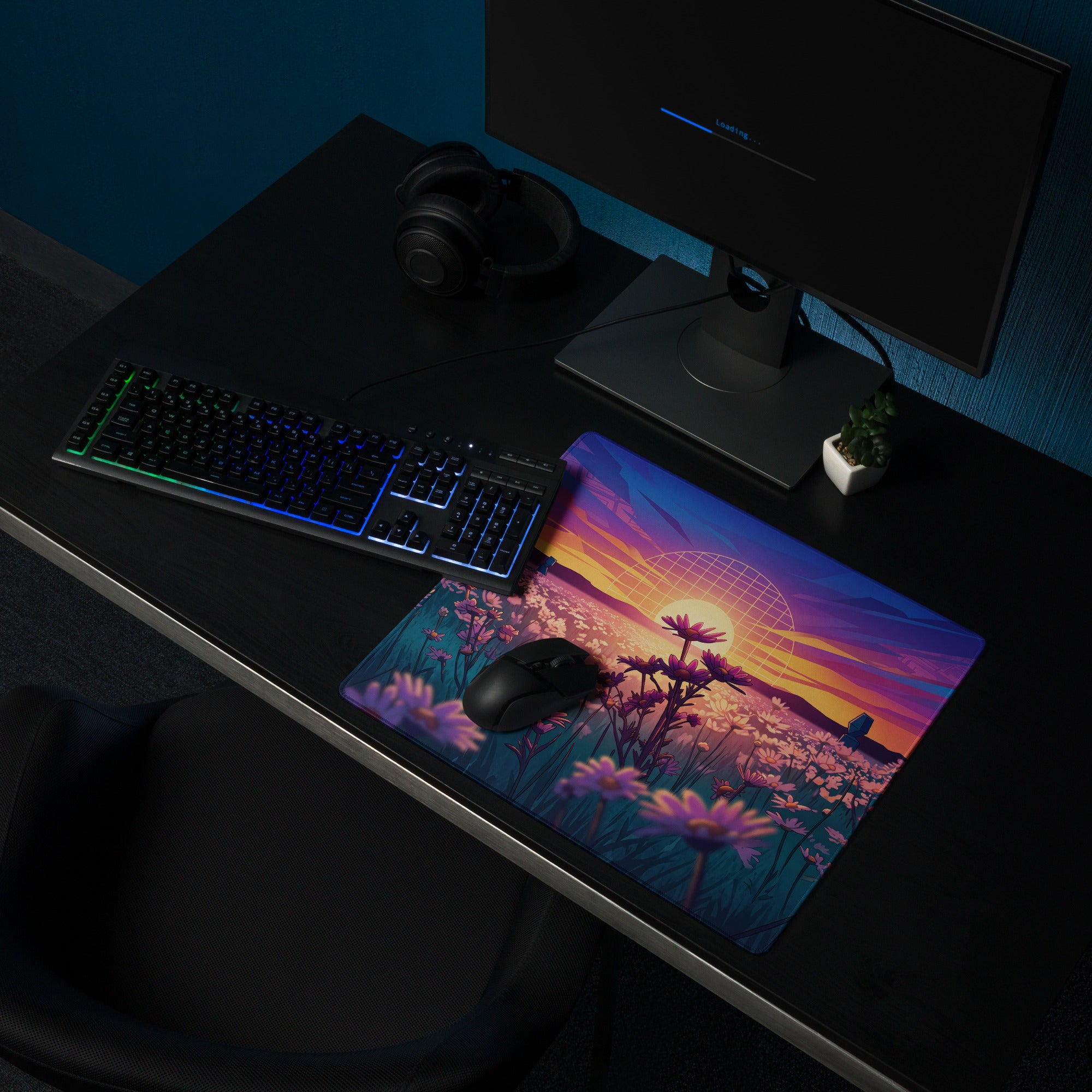 Vaporwave Sunset Mouse Pad - Mouse Pad Purple Pink Teal Gaming Setup Vaporwave Dreamy Neon Retro Desk Mat Digital Art