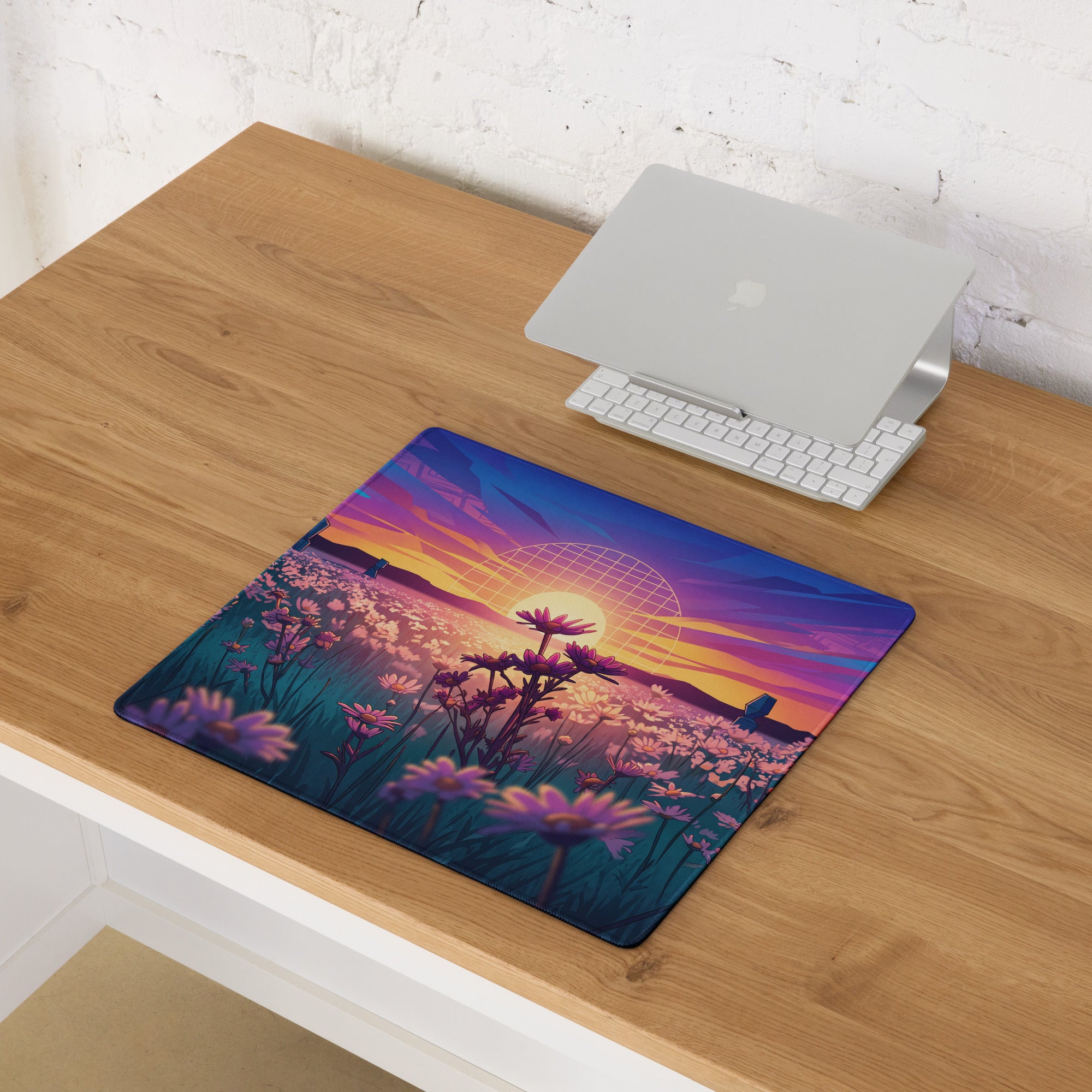 Vaporwave Sunset Mouse Pad - Mouse Pad Purple Pink Teal Gaming Setup Vaporwave Dreamy Neon Retro Desk Mat Digital Art