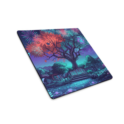 Vaporwave Night Garden Desk Pad - Mouse Pad Purple Pink Gaming Vaporwave Dreamy Neon Synthwave Desk Mat Digital Art