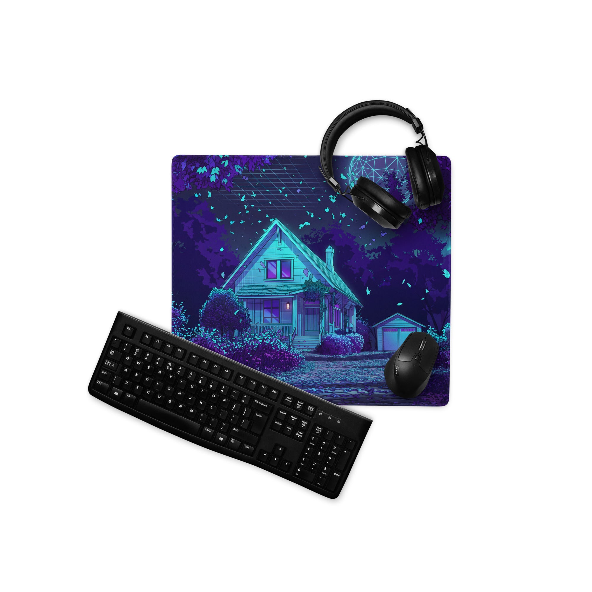 Neon Vaporwave Night Mouse Pad - Mouse Pad Neon Purple Vaporwave Gaming Dreamy Nostalgia Neon Decor PC Gaming