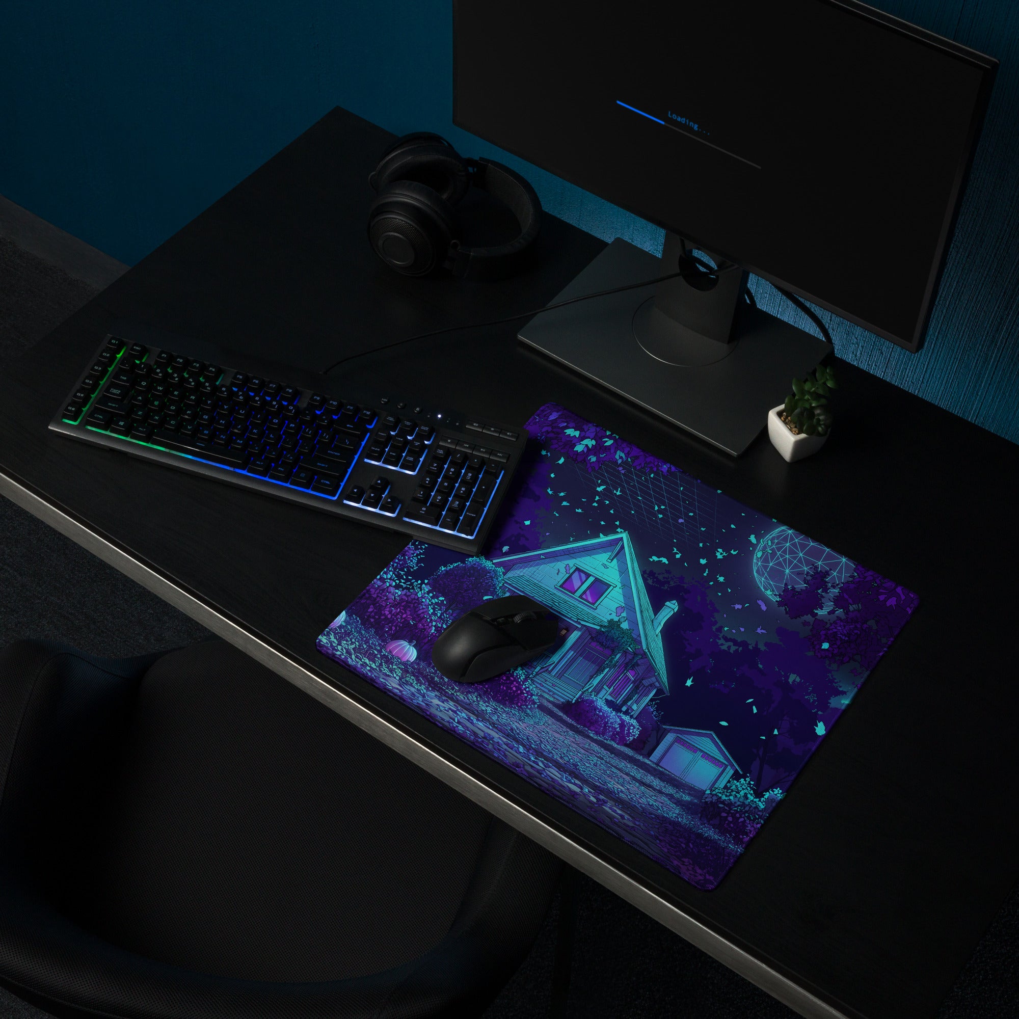 Neon Vaporwave Night Mouse Pad - Mouse Pad Neon Purple Vaporwave Gaming Dreamy Nostalgia Neon Decor PC Gaming