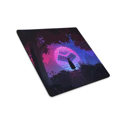 Neon Vaporwave Grid Desk Pad - Mouse Pad Neon Pink Purple Blue Desk Gaming Vaporwave Dreamy Synthwave Mood Cyberpunk