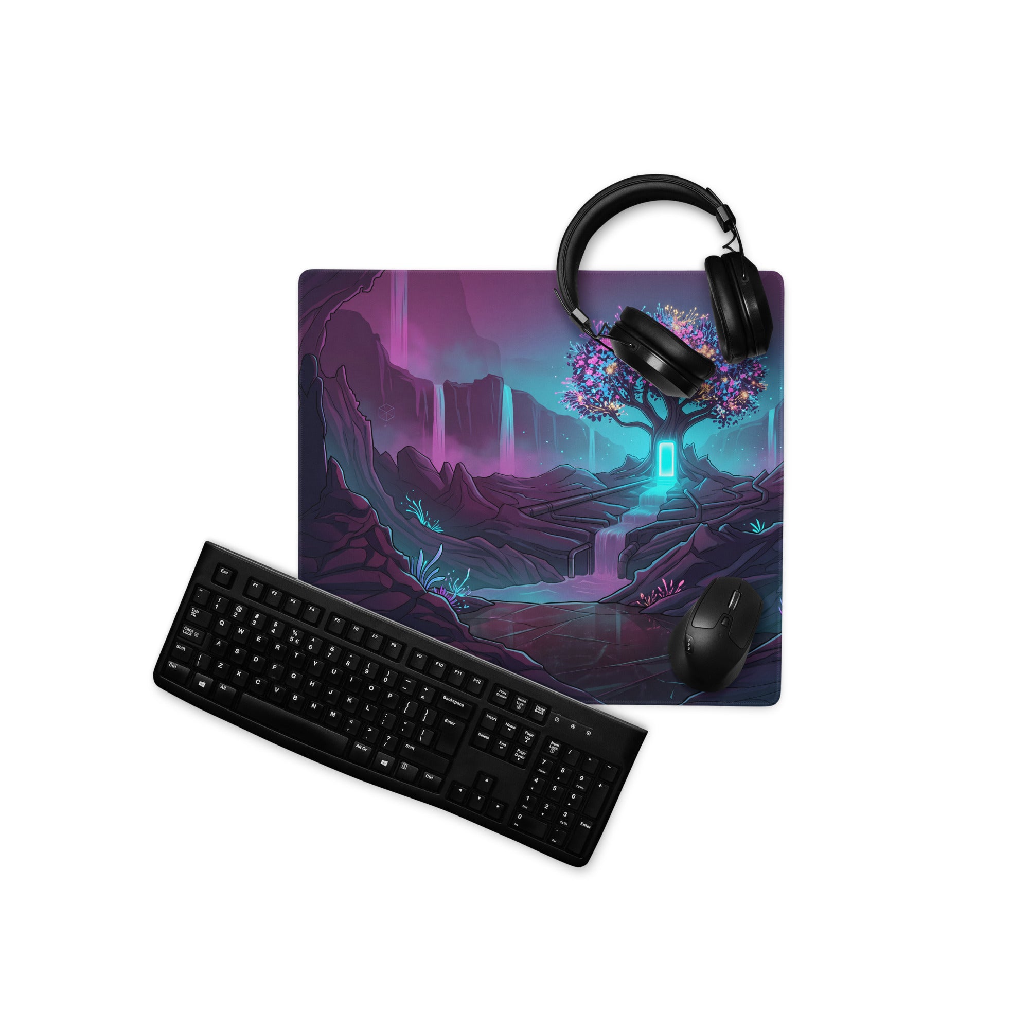 Vaporwave Neon Landscape Mouse Pad - Mouse Pad Purple Blue For Gaming Vaporwave Retro Mood Dreamy Neon Synthwave