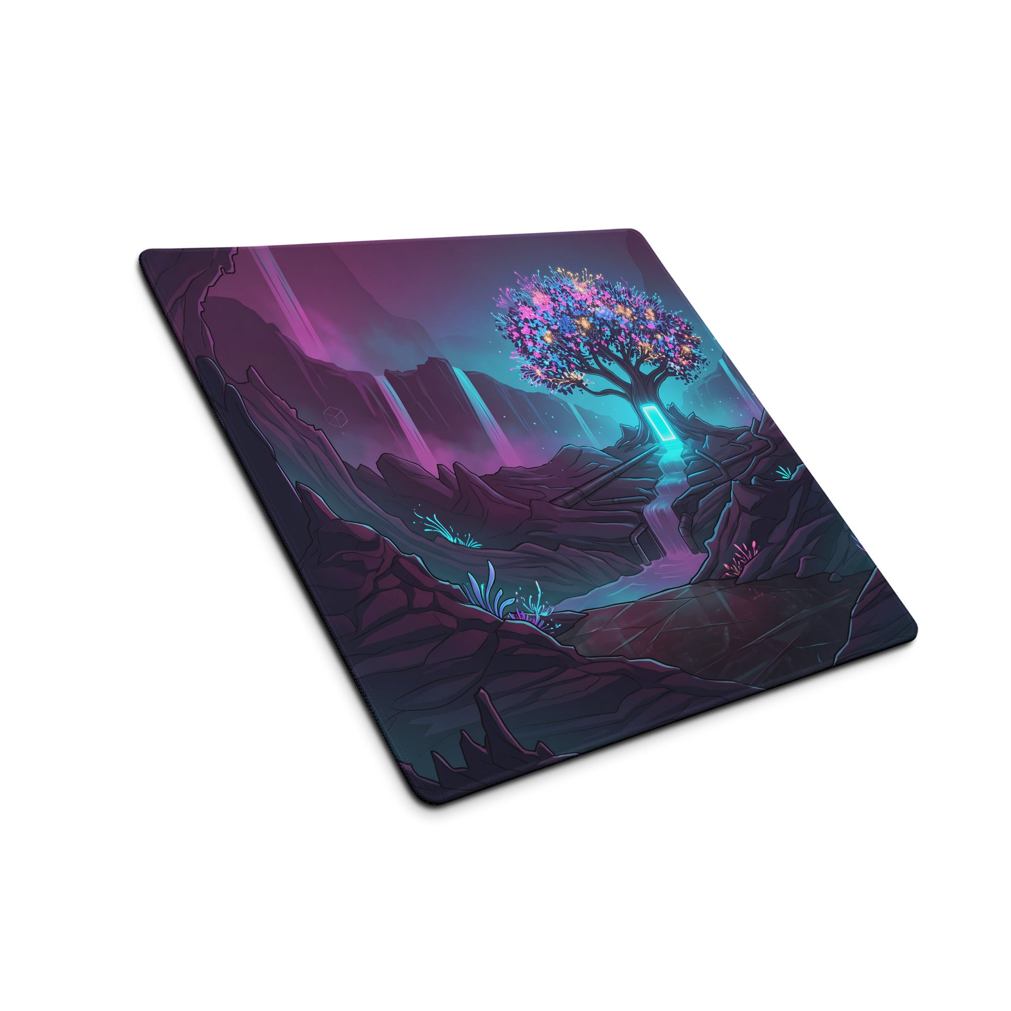 Vaporwave Neon Landscape Mouse Pad - Mouse Pad Purple Blue For Gaming Vaporwave Retro Mood Dreamy Neon Synthwave