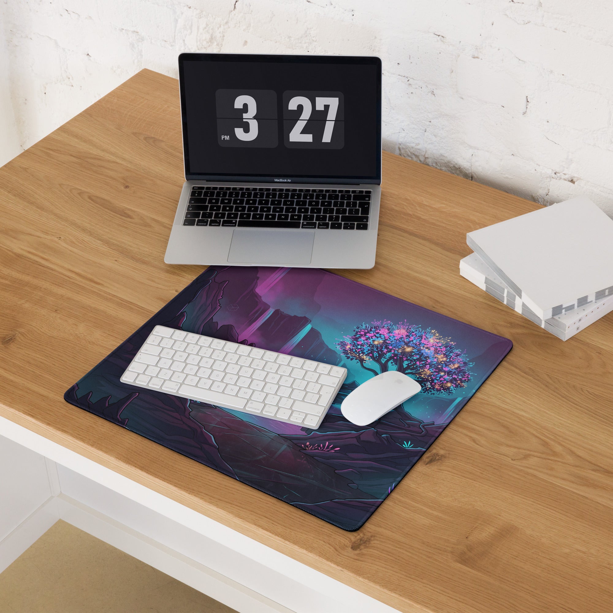 Vaporwave Neon Landscape Mouse Pad - Mouse Pad Purple Blue For Gaming Vaporwave Retro Mood Dreamy Neon Synthwave