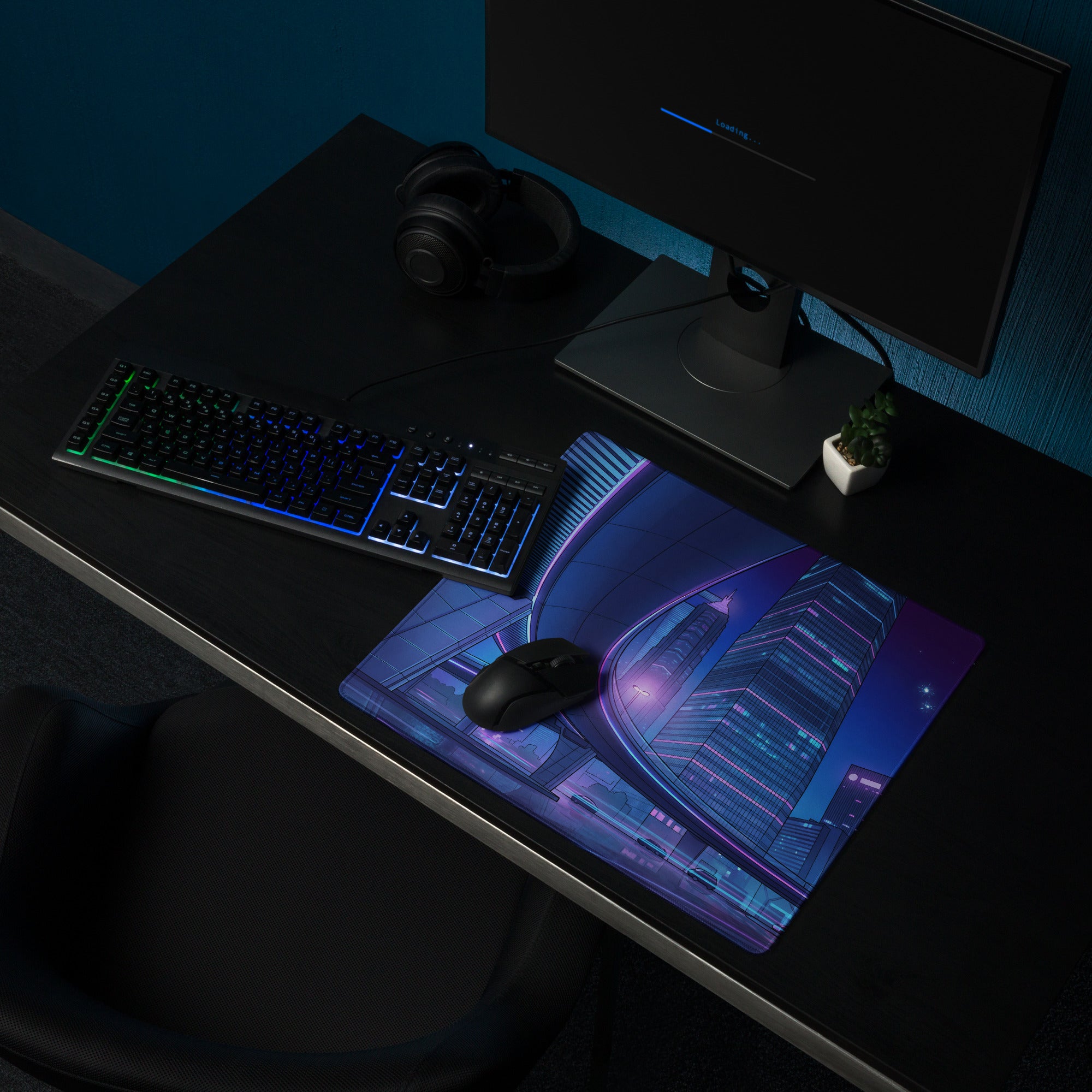 Neon Vaporwave City Mouse Pad - Mouse Pad Neon Purple Blue For Gaming Desk Vaporwave Cityscape Digital Art