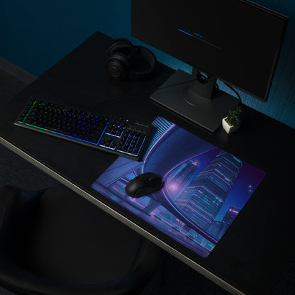 Neon Vaporwave City Mouse Pad - Mouse Pad Neon Purple Blue For Gaming Desk Vaporwave Cityscape Digital Art